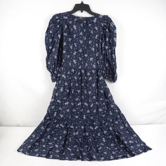 Summersalt Midi Cotton Poplin Tiered Dress in Midnight Cottage Floral Fall - Picture 5 of 12
